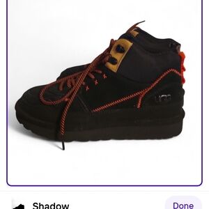 UGG Highland Hi Heritage Black and Orange Lace-Up Ankle  Boots size 7.5